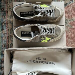 Golden Goose Shoes: Superstar Sneaker in Beige Black Phyton/Y — Size 39